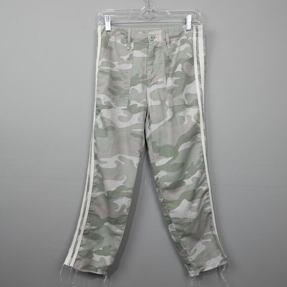 COPY - MOTHER The Shaker Chop Crop Fray Linen Tencel Blend Pants Sz 27 Desert C… - Picture 2 of 16